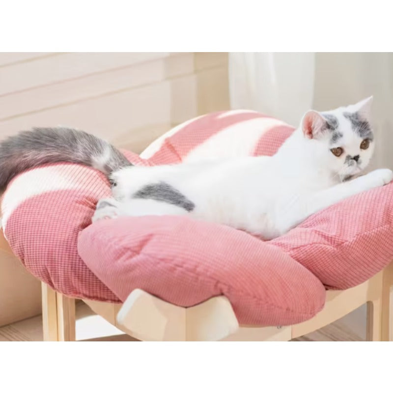 With Soft Cushion Three-Color Wooden High Leg for cat Bed - Comfortable Pet Sofa, Ideal for Cats and Small Dogs, Includes Hardware Tools, Solid Wood Frame with Soft Cushion, Durable and Stylish.