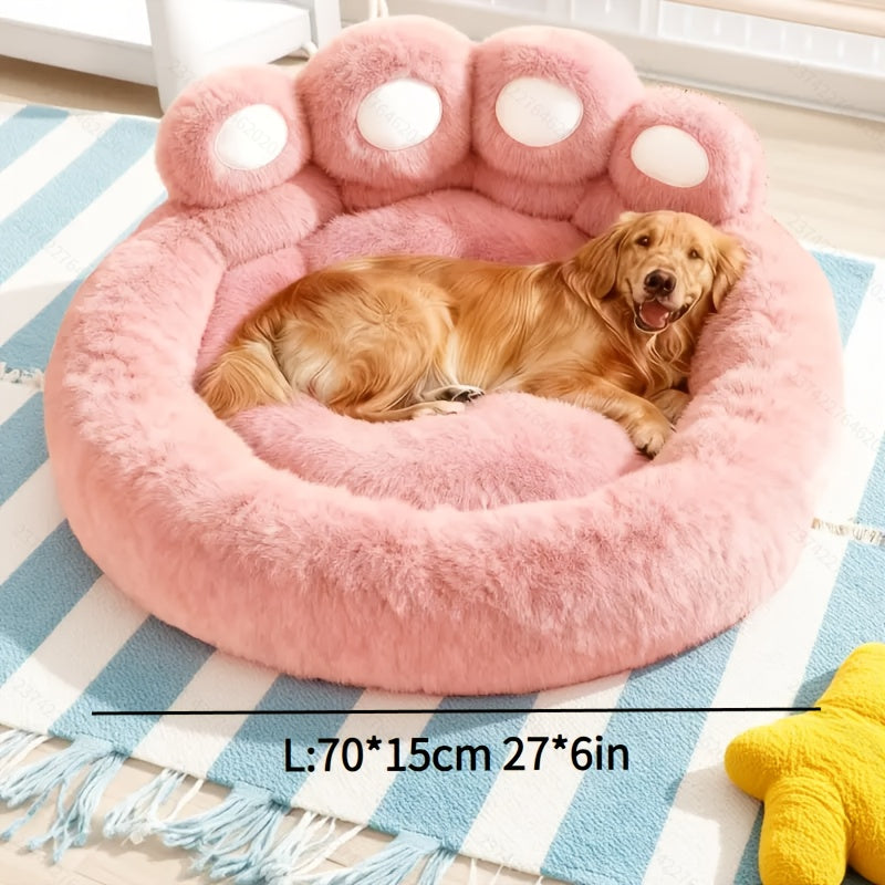Oversized Extra-Large Pet Bed Measuring 27 Inches And 43 Inches, Featuring a Thickened Bear Claw Design. It Is Super Soft with a Plush Texture, Has an Anti-Slip Bottom, And Is Machine Washable. Suitable for Both Cats And Dogs