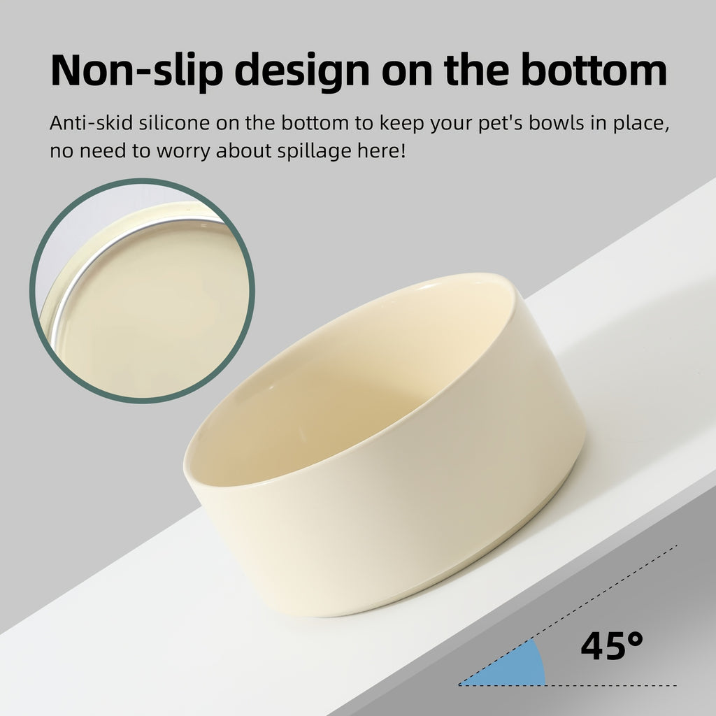 Double Ceramic Bowls Prevent Spillage And Slipping, Ceramic Pet Bowl Set, Easy to Clean, Puppy Bowl - Anti-Slip Set of 2 (26Oz), Durable Pet Tableware, High-Quality Ceramic Pet Bowl, Anti-Slip Base, Without Battery