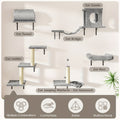 7pcs Wall Mounted Cat Furniture, 6pcs Cat Wall Furniture, Cat Climber With Cat House, Bridge, Tree, Steps, And Scratcher, Cat Walls Playground, Cat Shelves For Indoor Wall Furniture Set