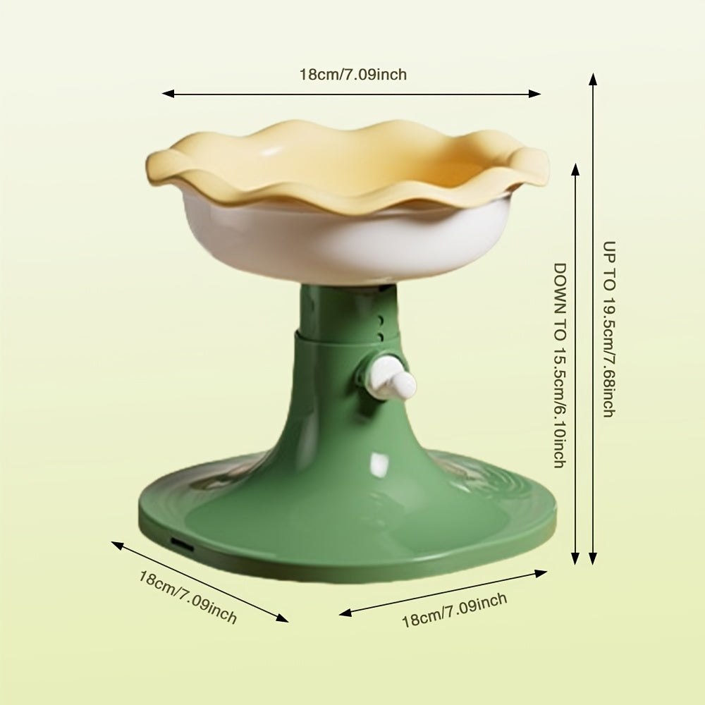 Adjustable Ceramic Cat Bowl, With Anti-slip And Adjustable Features, Comes With A Stable Base, Adjustable In Multiple Angles And Heights, Beneficial For Protecting The Spine Of Animals, Floral And Ice Cream Themes, No Assembly Required, Easy To Clean