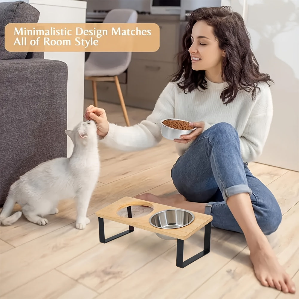 Cat Elevated Bowl - 2 Stainless Steel Cat Bowls with a Stand