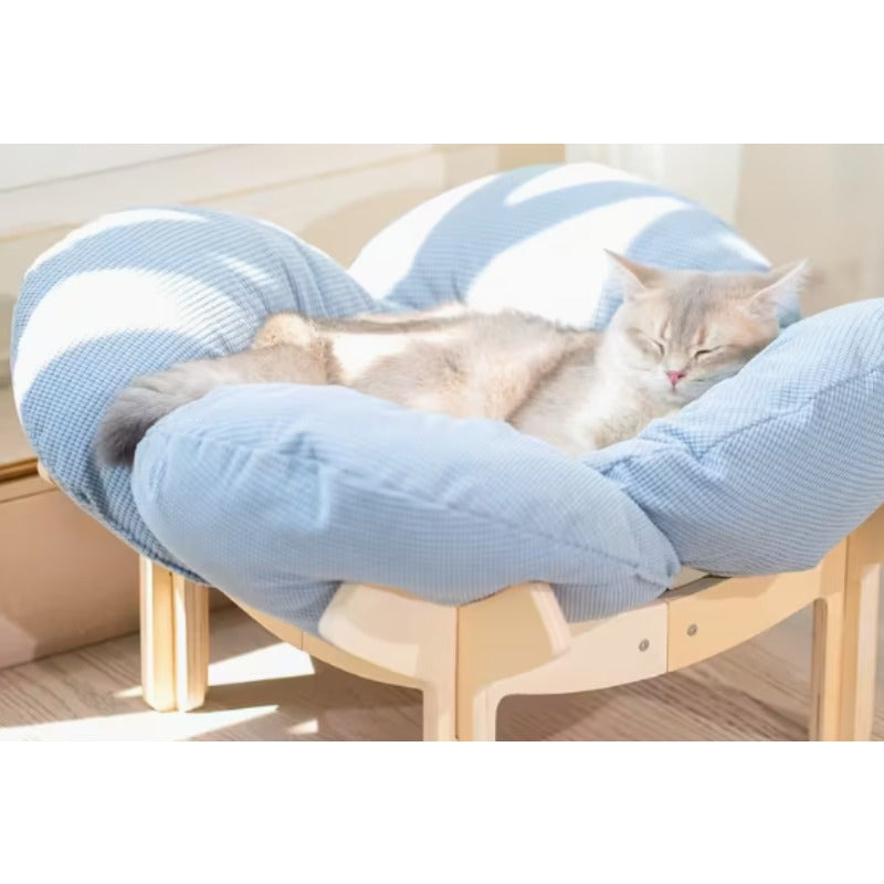 With Soft Cushion Three-Color Wooden High Leg for cat Bed - Comfortable Pet Sofa, Ideal for Cats and Small Dogs, Includes Hardware Tools, Solid Wood Frame with Soft Cushion, Durable and Stylish.