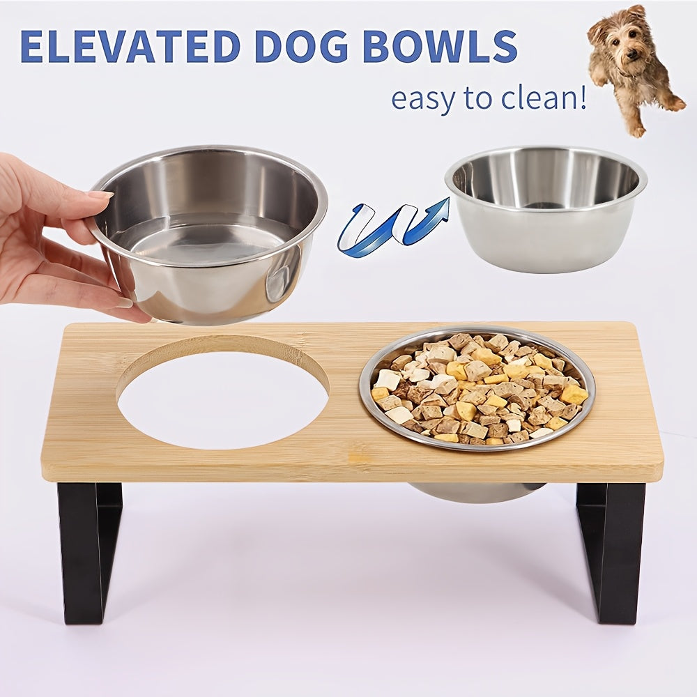 Cat Elevated Bowl - 2 Stainless Steel Cat Bowls with a Stand