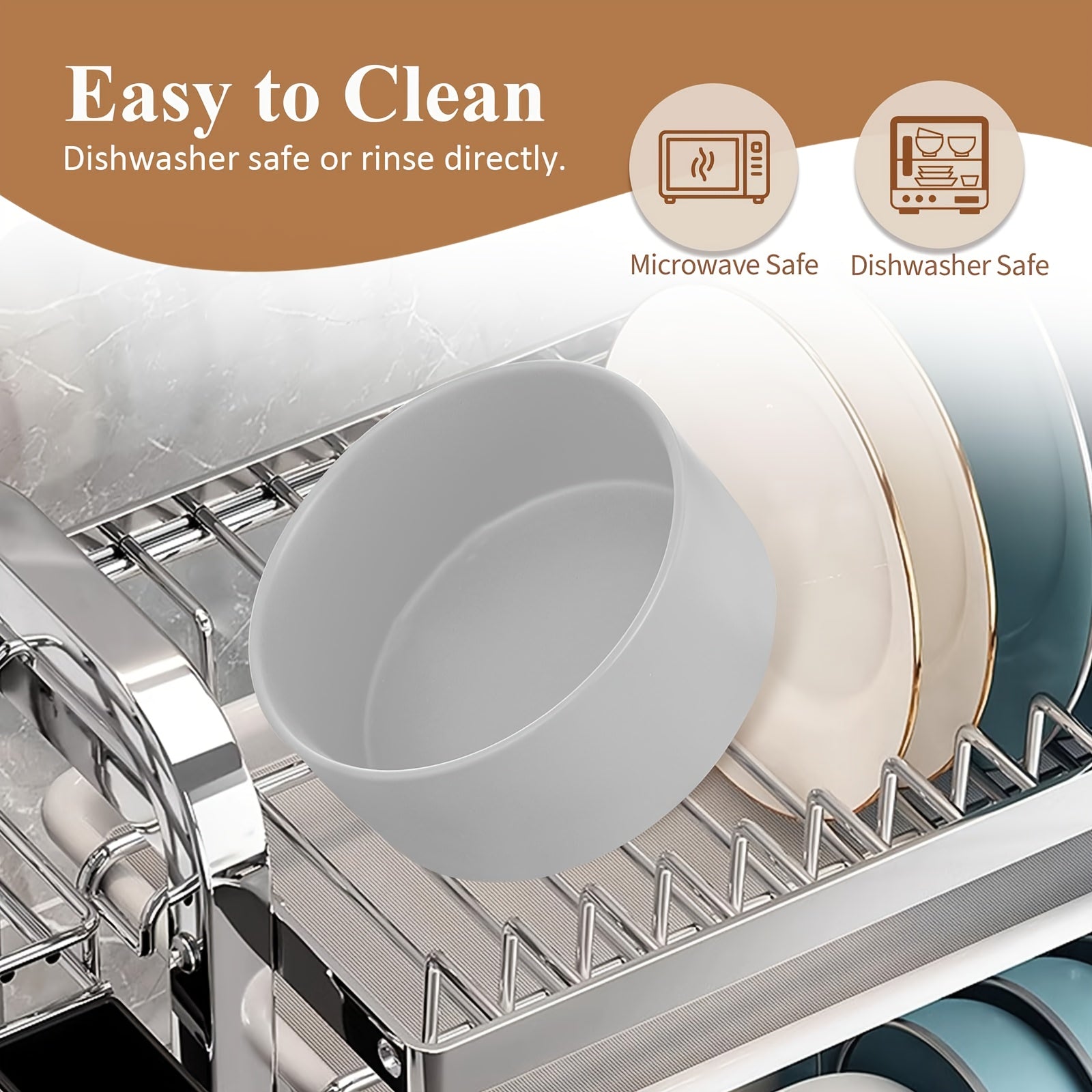 AHX Elevated Ceramic Dog Bowl with Bamboo Stand - Heavy-Duty Raised Dog Dish, No-Tip Design, 8, 4\