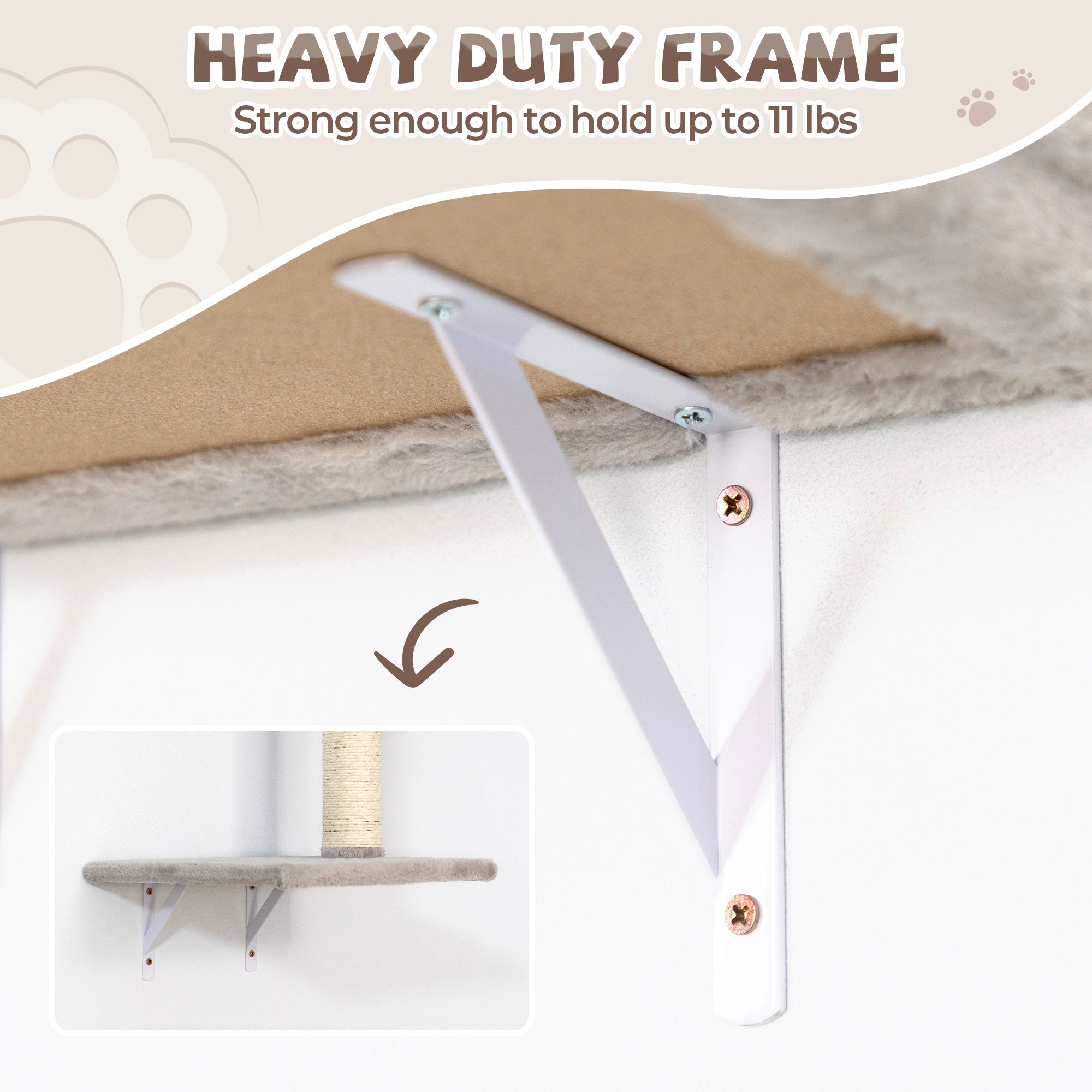 Cat Wall Furniture, Sturdy and Safe 8 in 1 Cat Wall Shelves, Fashion Unique Wooden Cat Climber with Cat Condo, Scratching Board, Bridge & Tree, Gray