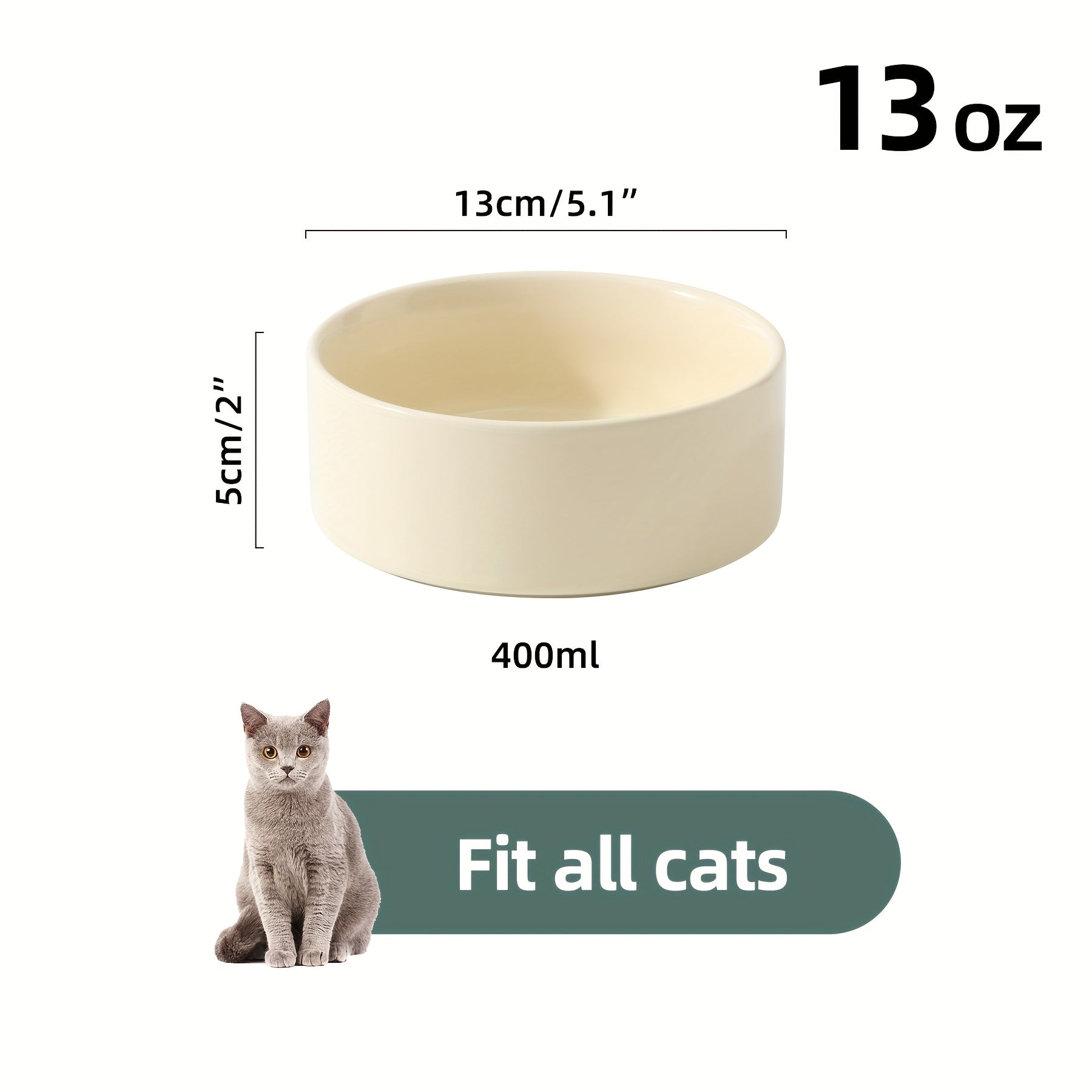 Double Ceramic Bowls Prevent Spillage And Slipping, Ceramic Pet Bowl Set, Easy to Clean, Puppy Bowl - Anti-Slip Set of 2 (26Oz), Durable Pet Tableware, High-Quality Ceramic Pet Bowl, Anti-Slip Base, Without Battery