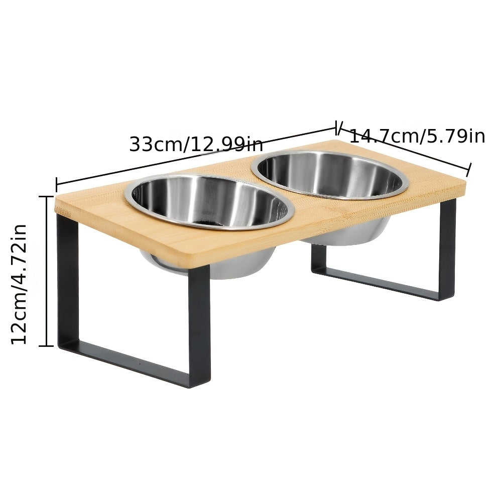 Cat Elevated Bowl - 2 Stainless Steel Cat Bowls with a Stand