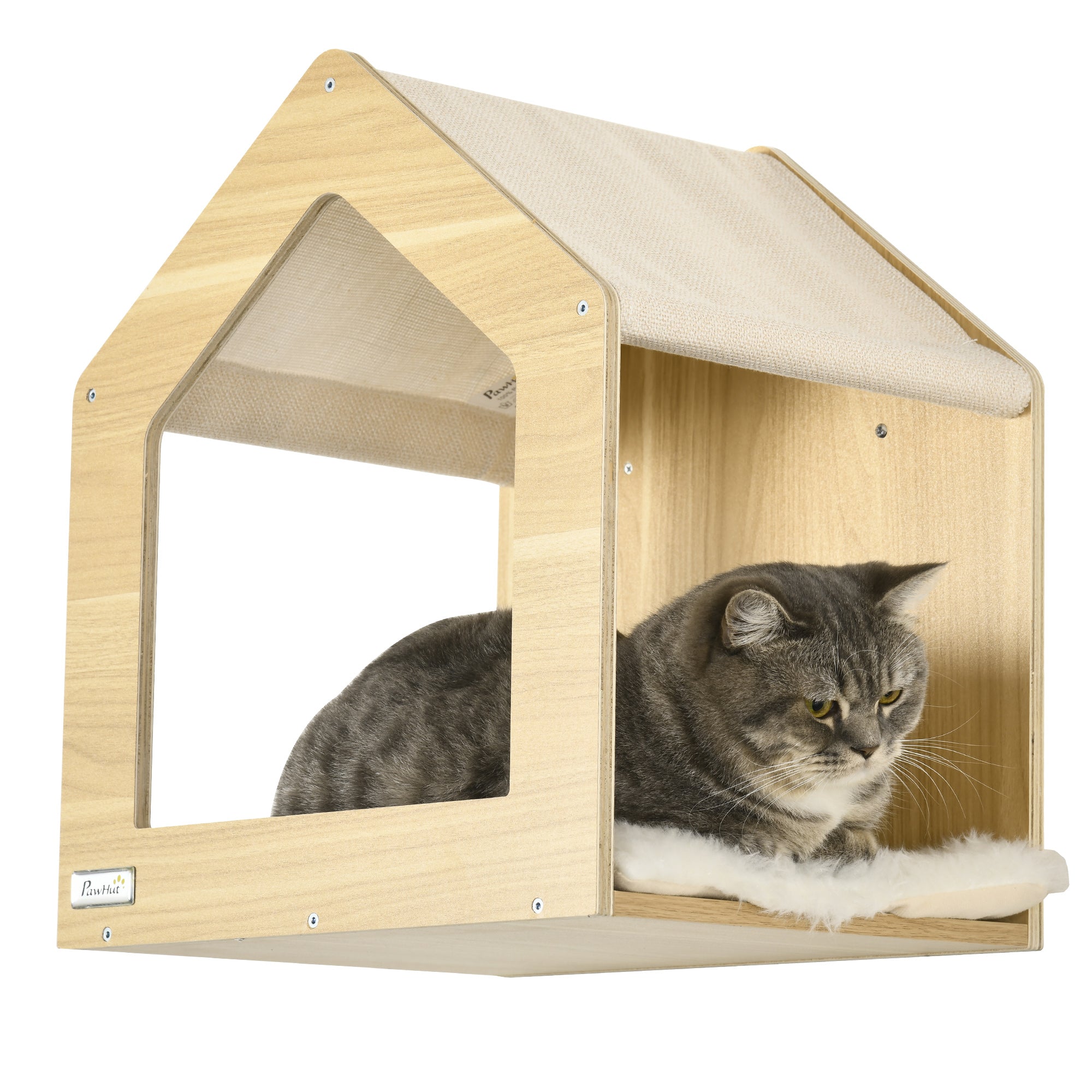 PawHut Unique Cat Tree Made From Cat Shelves with 10 Levels for More Height, Wall-Mounted Cat Tree Climbing Playground with Cat Hammocks, Modern Cat Tree