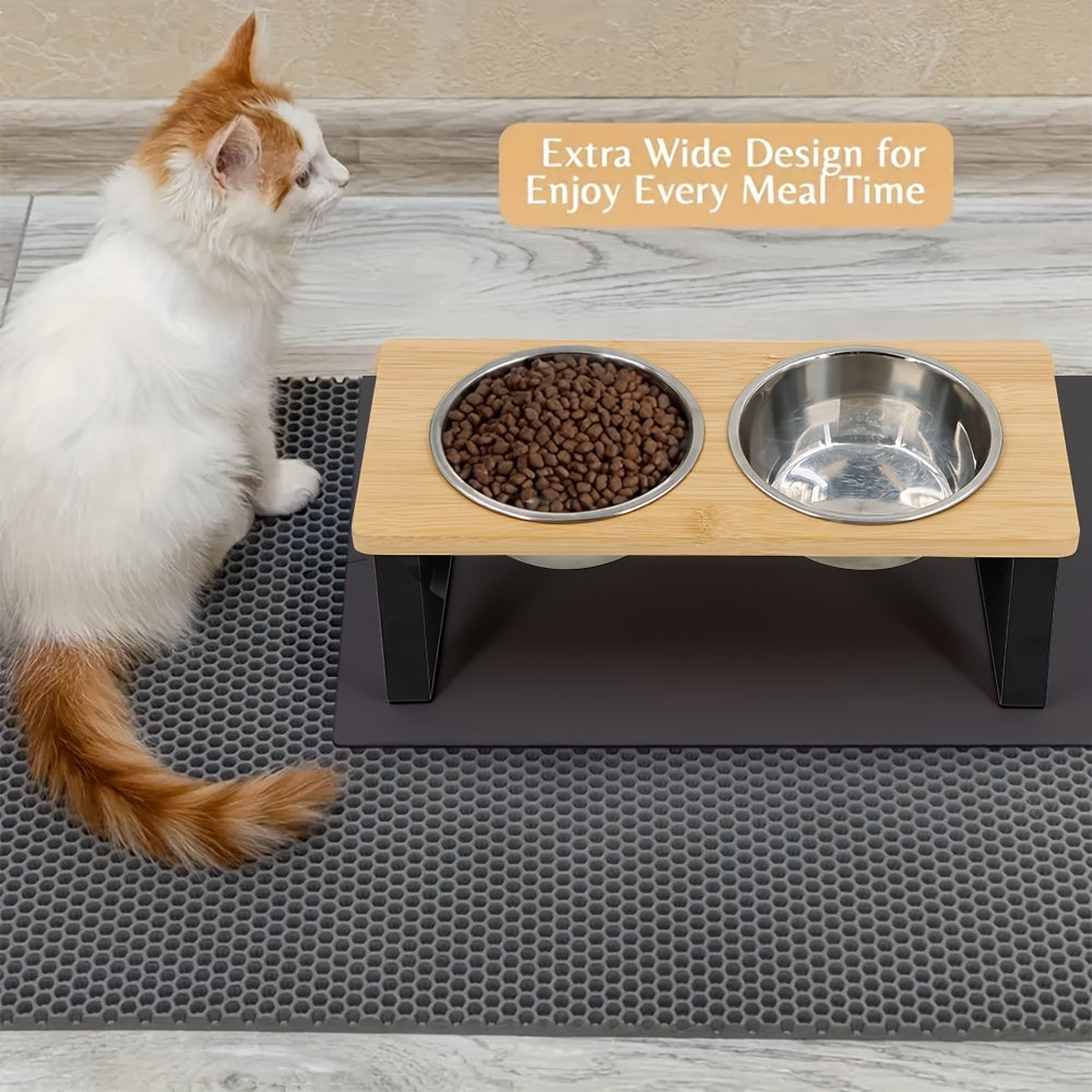Cat Elevated Bowl - 2 Stainless Steel Cat Bowls with a Stand