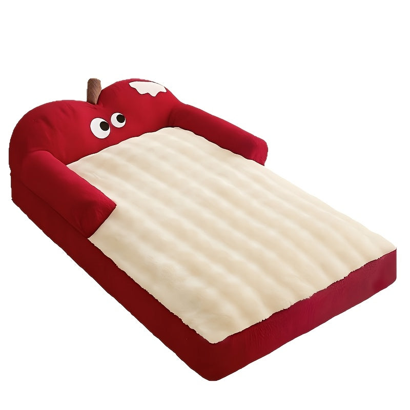 2pcs Apple Warm Bed + Blanket Universal Kennel Bed Removable And Washable Winter Warm Sleeping Cushion Cat Sofa