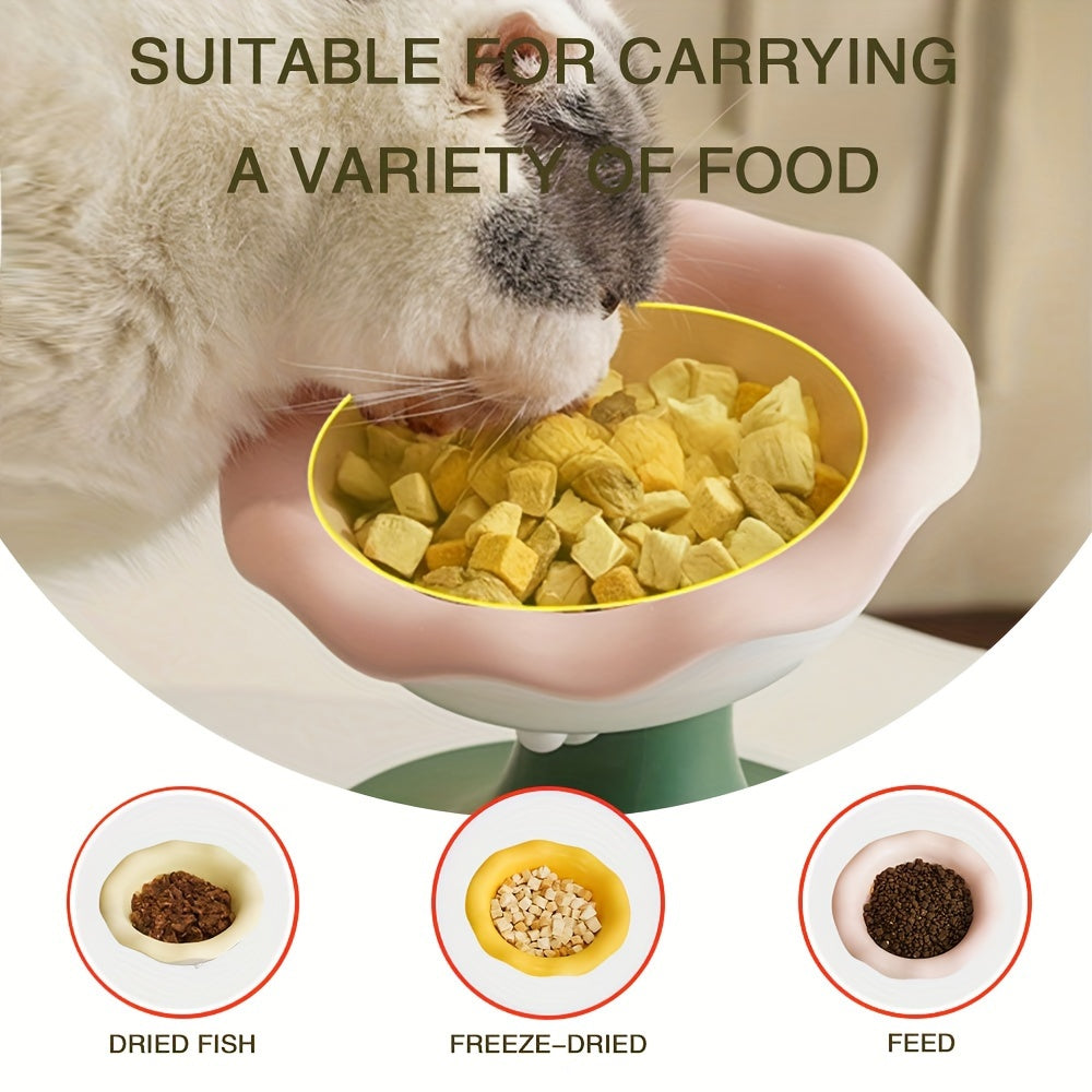 Adjustable Ceramic Cat Bowl, With Anti-slip And Adjustable Features, Comes With A Stable Base, Adjustable In Multiple Angles And Heights, Beneficial For Protecting The Spine Of Animals, Floral And Ice Cream Themes, No Assembly Required, Easy To Clean