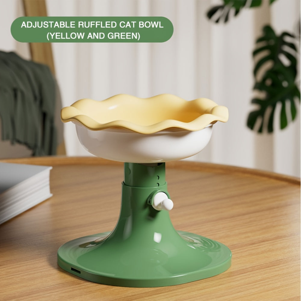 Adjustable Ceramic Cat Bowl, With Anti-slip And Adjustable Features, Comes With A Stable Base, Adjustable In Multiple Angles And Heights, Beneficial For Protecting The Spine Of Animals, Floral And Ice Cream Themes, No Assembly Required, Easy To Clean