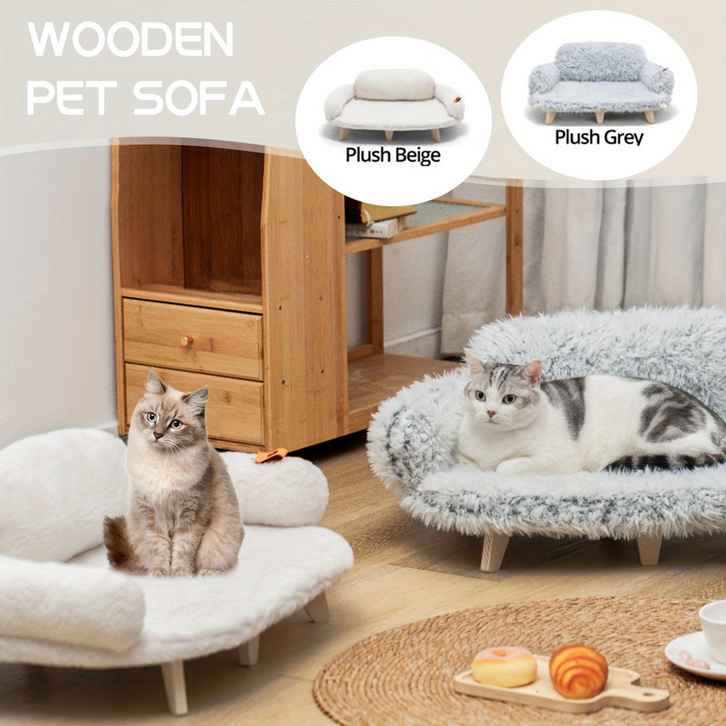 for cat Bed for cat Sofa With Removable Washable Cover, Wooden Pet Sofa Modern Pet Furniture, Elevated for cat Couch For Cats & Small Medium Dogs